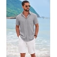 thumbnail image 3 of COOFANDY Men's Short Sleeve Casual Button Down Shirts Summer Beach Wedding Textured Linen Shirt for Men, 3 of 7