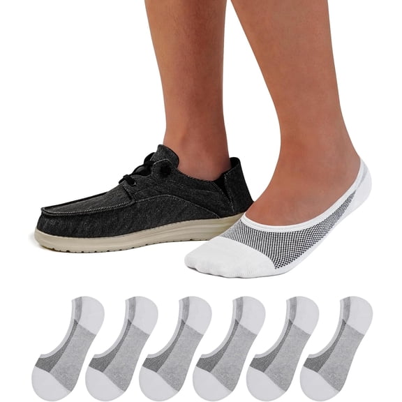 Mens No Show Socks 6/8 Pairs Thin Low Cut Non Slip Socks for Loafers Sneakers Boat Shoes Size 5-11/10-13