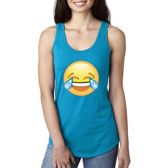 MmF - Women's Racerback Tank Top, up to Women Size 2XL - Emoji Laughing Tears