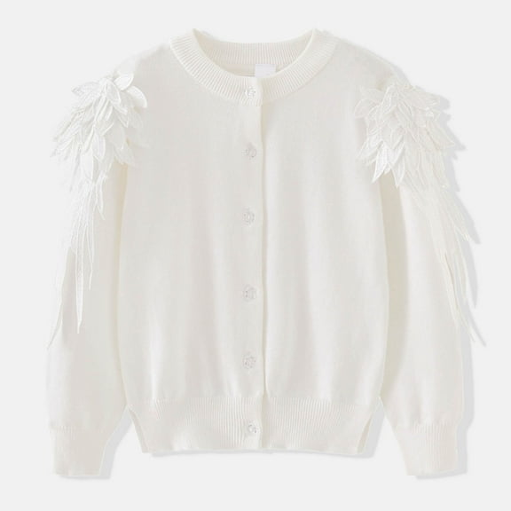 Toddler Sweaters Long Sleeve Button Up White Knit Cardigan Sweater Baby Girl Warm Winter Baby Girl Newborn Clothes 18-24 Months