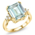 thumbnail image 3 of Gem Stone King 5.59 Ct Octagon Sky Blue Simulated Aquamarine 18K Yellow Gold Plated Silver Ring, 3 of 6