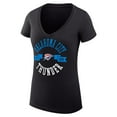 thumbnail image 2 of Women's G-III 4Her by Carl Banks Black Oklahoma City Thunder Super-Slim Fit Lightweight Large City Logo V-Neck T-Shirt, 2 of 3