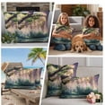 thumbnail image 4 of Outdoor Pillow Covers Natural Scenery Pink Flower Lake Waterproof Pillow Cases 18x18 Set of 2, Boat Forest Oil Painting Throw Pillow Cover Pillowcase for Patio Balcony Couch Garden, 4 of 9