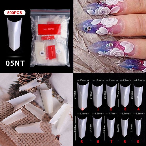 Fiudx Uñas Francesas Puntiagudas, Uñas de Ataúd Superlargas, Fáciles de Cortar y Pintar, Material Abs Ecológico, Ideal para Decoración de Uñas, Salón de Belleza o Fiestas, Regalo Perfecto para Tus Se