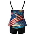 thumbnail image 5 of Zhden Womens Tankini Swimsuits with Shorts American Flag Graphic Two-Piece Tankini Swimsuits Tummy Control Tankini Swimsuits(Z02-Navy,L), 5 of 5