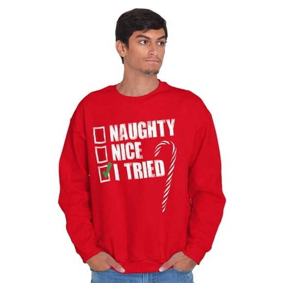 Xmas Checklist Naughty Nice Tried Unisex Plus Fleece Graphic Sweatshirt Brisco Brands 5X