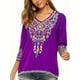 thumbnail image 1 of Blusas Mexicanas para Mujer, Camisas Bordadas, Ropa Hippie, Túnicas de Fiesta, Blusas Bohemias Campesinas de Talla Grande. Púrpura 5XL, 1 of 6