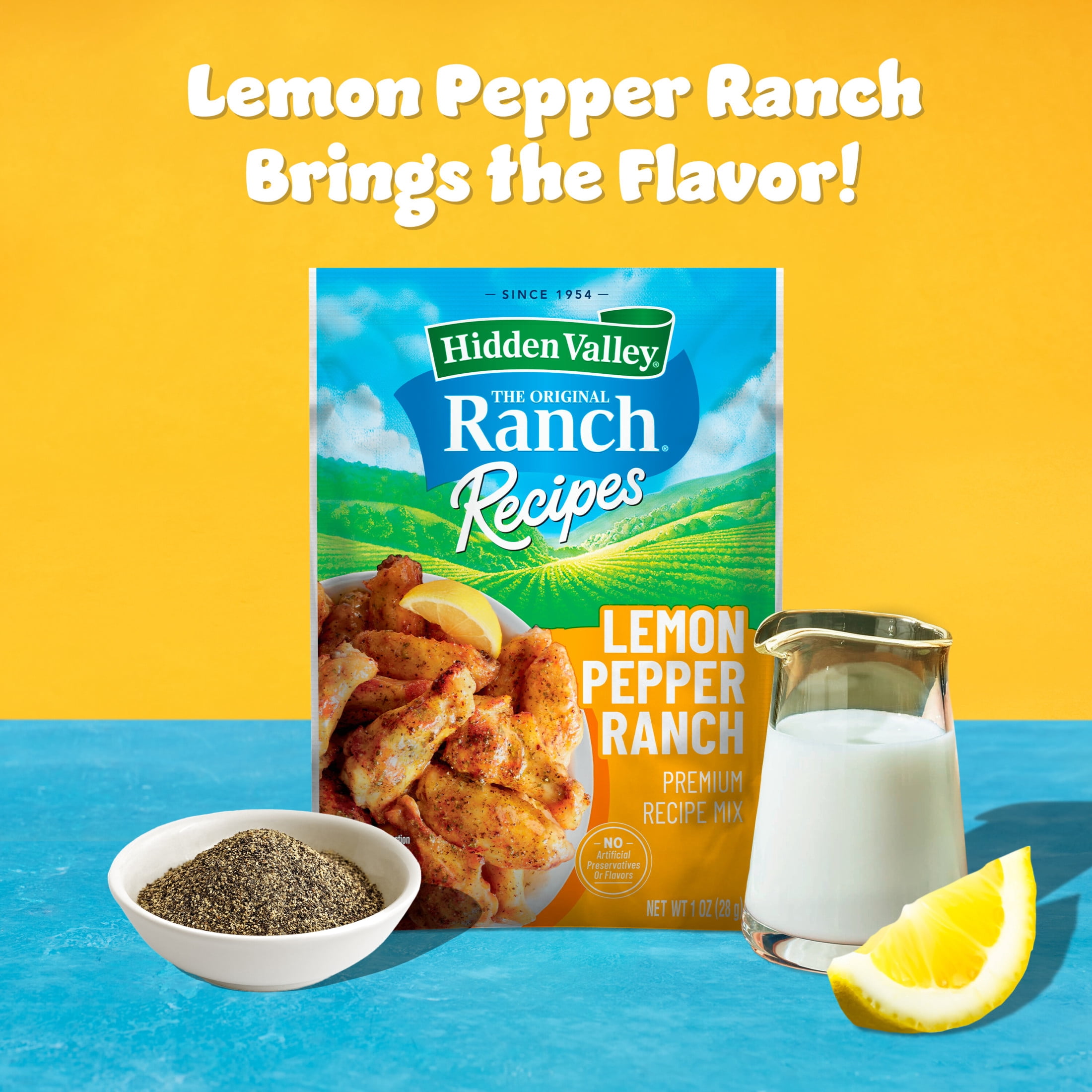 (3 pack) Hidden Valley Lemon Pepper Premium Recipe Mix and Seasoning Mix, 1 oz.