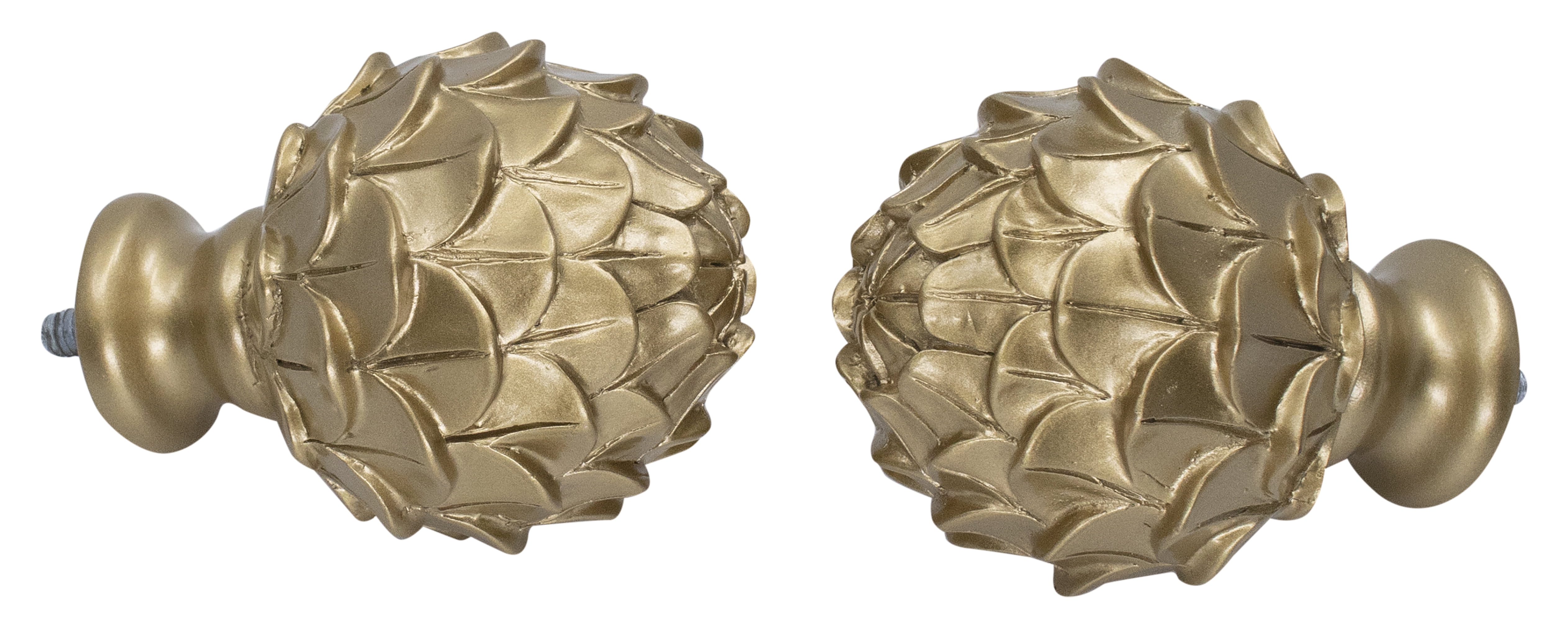 MERIVILLE 1-Inch Diameter Double Curtain Rod Set, 48–84 Inch Adjustable, Artichoke Finials, Royal Gold