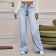 thumbnail image 3 of Wutalume High Waisted Jeans for Women Vintage Washed Straight Leg, Versatile Denim Pants for Casual Chic & Everyday Outfits,Sky Blue S, 3 of 7