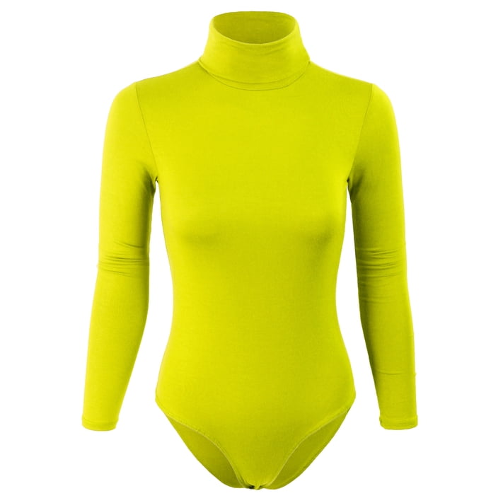 KOGMO Womens Turtleneck Bodysuit with Snap Button Closure