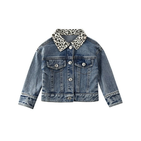 

Sunisery Toddler Baby Girls Denim Jackets Leopard Print Button Down Coats Outwear Blue 9-12 Months