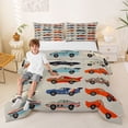 thumbnail image 2 of Castle Fairy Vintage Racing Car Full Size Comforter Sets 3 Pieces for Teens, Classic Muscle Vehicle Bedding Sets for Bedroom, Red Blue,Grey Reversible, 2 of 6