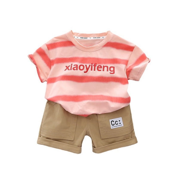 Children's clothing children's short sleeved set, new foreign trade baby summer clothing, westernized boy summer round neck two-piece set