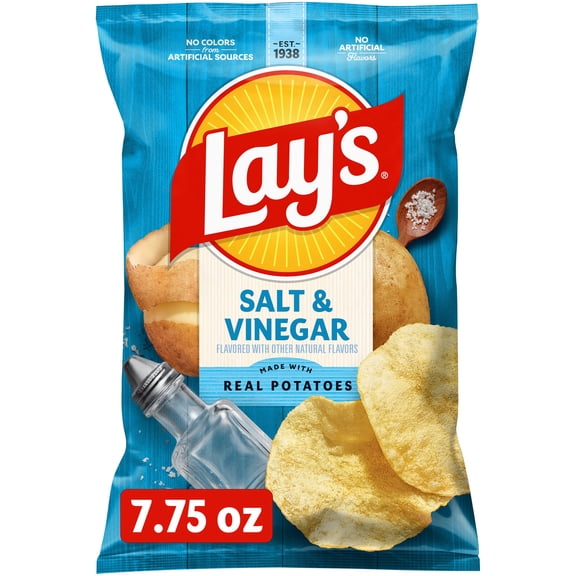 Lay's Potato Chips Salt & Vinegar Snack Chips, 7.75 Ounce Bag