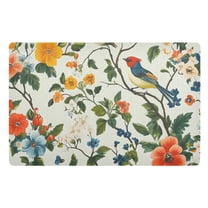 Yayeee Doormat for Indoor Entrance 32" x 20" Non Slippery Floor Rug, Green Floral Pattern