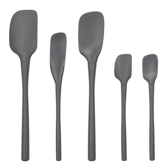 Tovolo Flex-Core 5-Piece Silicone Spatula Set Heat Resistant, Charcoal