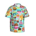thumbnail image 2 of Turquoise Sweet Treats Cupcake Compression Men'S 3d Print Casual Button Down Shirts, Novelty Hawaiian Short Sleeves L, 2 of 7