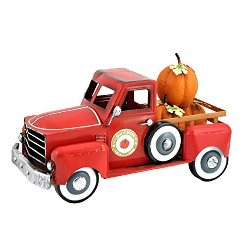 Zaer Ltd. Metal Autumn Harvest Truck with Removable Pumpkins (Red