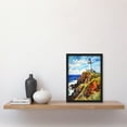 thumbnail image 2 of Cape Byron Australia Vibrant Artwork Iconic Lighthouse Atop Cliffs Coastal Landscape Artwork Framed Wall Art Print A4, 2 of 5