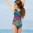 thumbnail image 3 of FOR U DESIGNS Colorful Leopard Print Kids Summer Swimsuit Athletic One Piece Beach Swimwear Elastic Sleeveless Bathing Suit for Girls 3-4 Years Old, 3 of 8