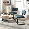 thumbnail image 6 of Zesthouse Mid-Century Modern Dining Chairs Set of 2, Upholstered Faux Leather Dining Room Chairs with Back and Black Legs, Armless Side Chairs for Kitchen & Dining Living Room, Blue, 6 of 12