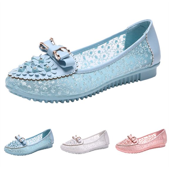 AUDeals Women's Ballet Flats Rhinestone Lace Slip On Mary Jane Dress Shoes for Wedding Work and Daily Walking