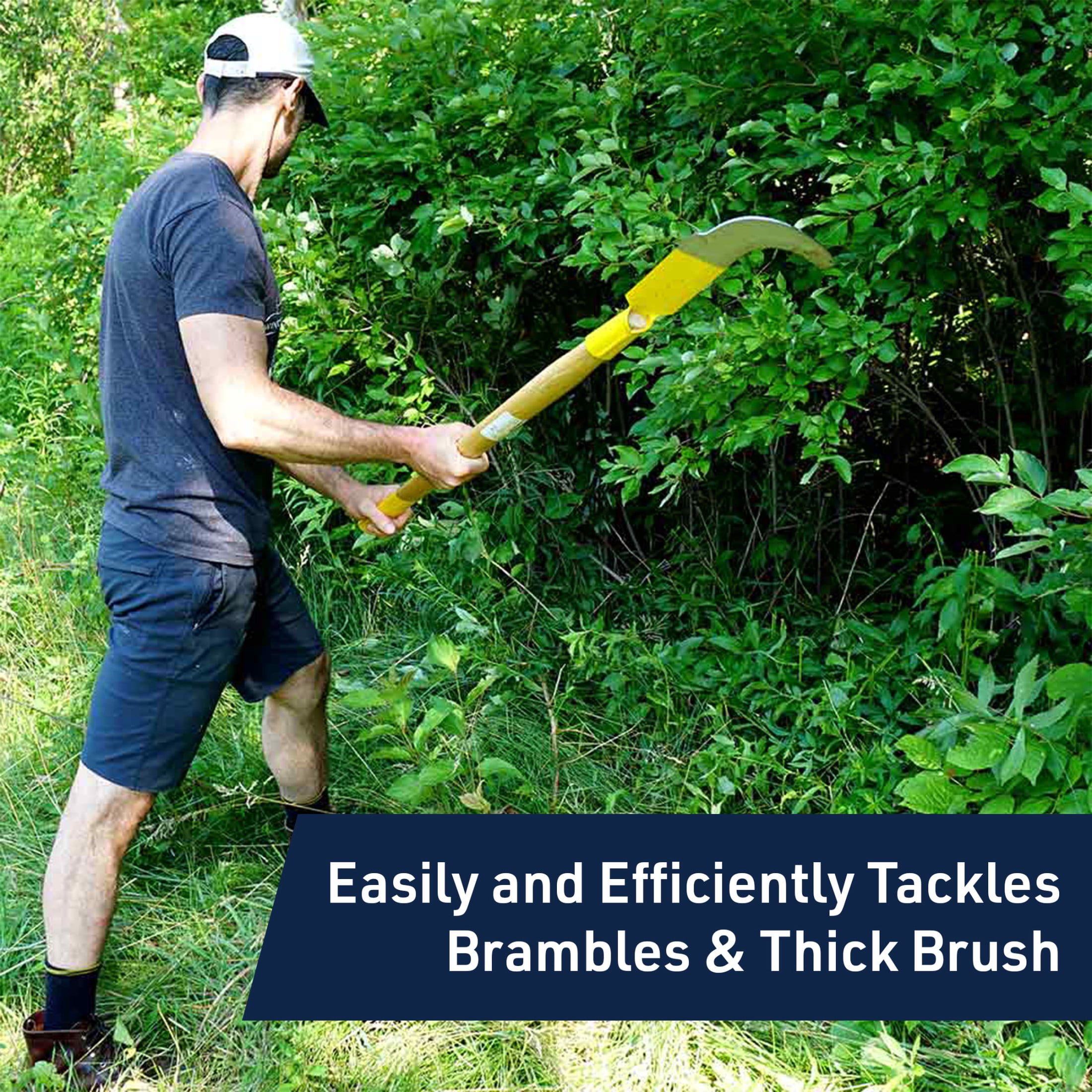 Kings County Tools 47” Brush Cutter Weeding Sickle Garden Tool with Double-Edged Blade
