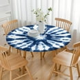 thumbnail image 3 of Blue White Tie Dye Mandala Pattern Round Fitted Tablecloth with Elastic Edge,Dining Table Cover Waterproof,Outdoor Round Tablecloth for Camping,Dining,Indoor and Outdoor, 3 of 7