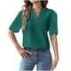 thumbnail image 1 of Mujeres Manga Corta de Verano Tops Suelto Color Sólido Cuello en V Casual Top, Blusa de Poliéster para las Mujeres, Lavado de Manos Primavera Y Moda de Verano, 1 of 7