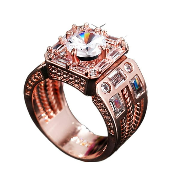 PERITANG Mens Titanium Ring Wedding Band Cubic Zirconia Domineering Men'S Wedding Wide Ring With White Gift Box