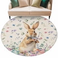 thumbnail image 2 of Round Area Rug 6 Ft, Bunny Easter Washable Non-Slip Circle Carpet for Living Room/Bedroom, Spring Floral Eggs Rabbits Rustic Low-Profile Indoor Mats Collection Rugs for Residential, 2 of 7