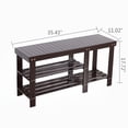 thumbnail image 3 of Hassch 3-Tier Bamboo Shoe Rack Bench with Boots Compartment, Multi-Functional Entryway Stool & Organizer, 35.43"L x 11.02"W x 17.72"H, Coffee, 3 of 7