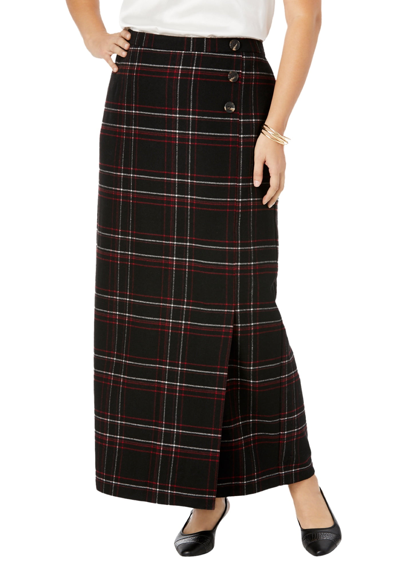 plus size plaid maxi skirt