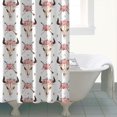 thumbnail image 4 of White Buffalo Skull Flower Arrow Pattern Shower Curtain 84"x72" ,Bathroom Decorative Shower Curtains Set with 12 Hooks,Modern Waterproof Washable Shower Curtain, 4 of 6