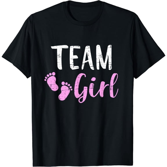 Gender reveal team girl matching family baby party supplies T-Shirt Black Small