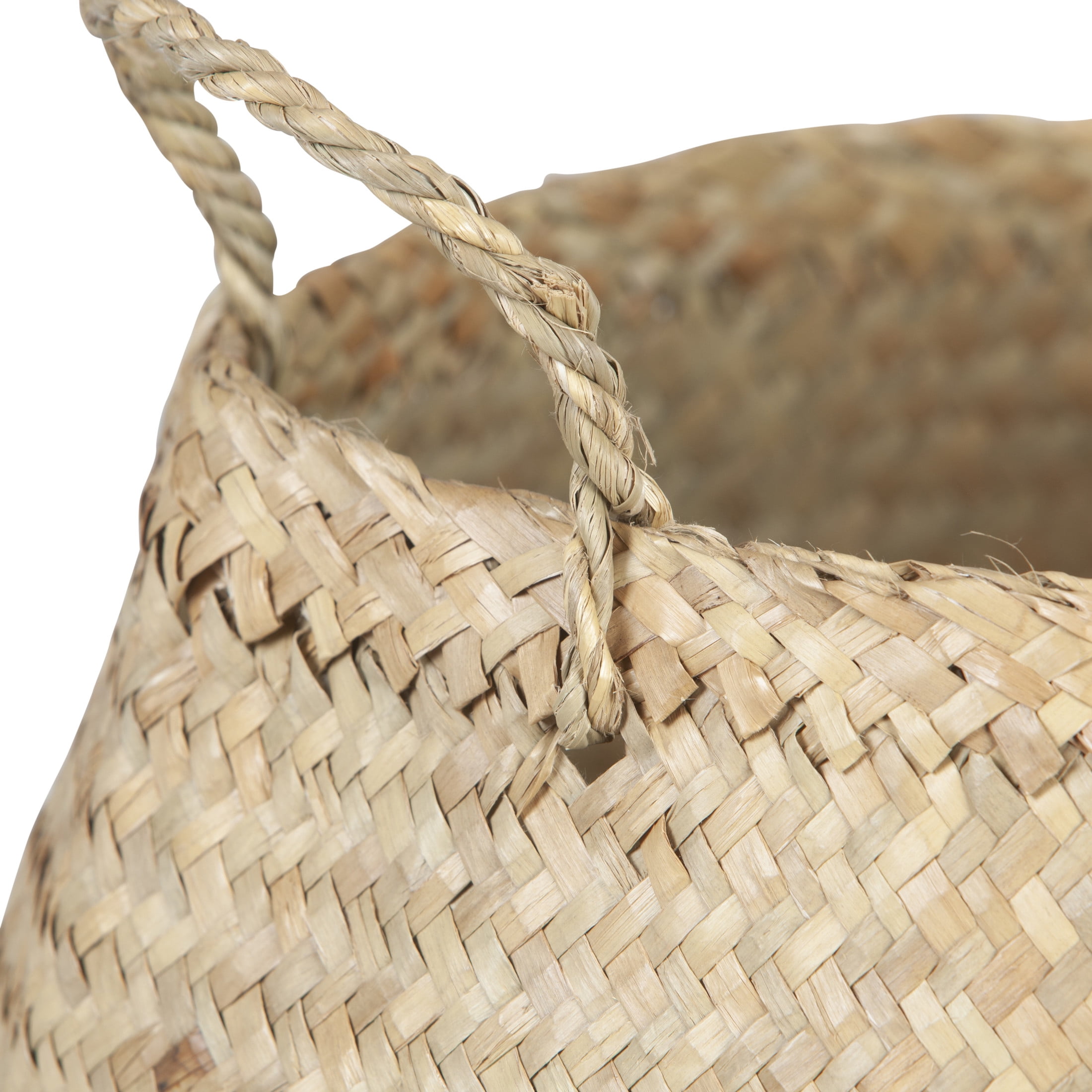 Bloomingville Handwoven Seagrass Basket Storage with Handles and Zig-zag Design, Natural