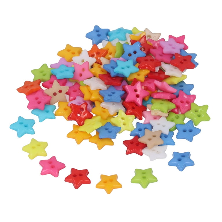 Spptty 200Pcs Star Buttons Colorful Unique Design Cute Small