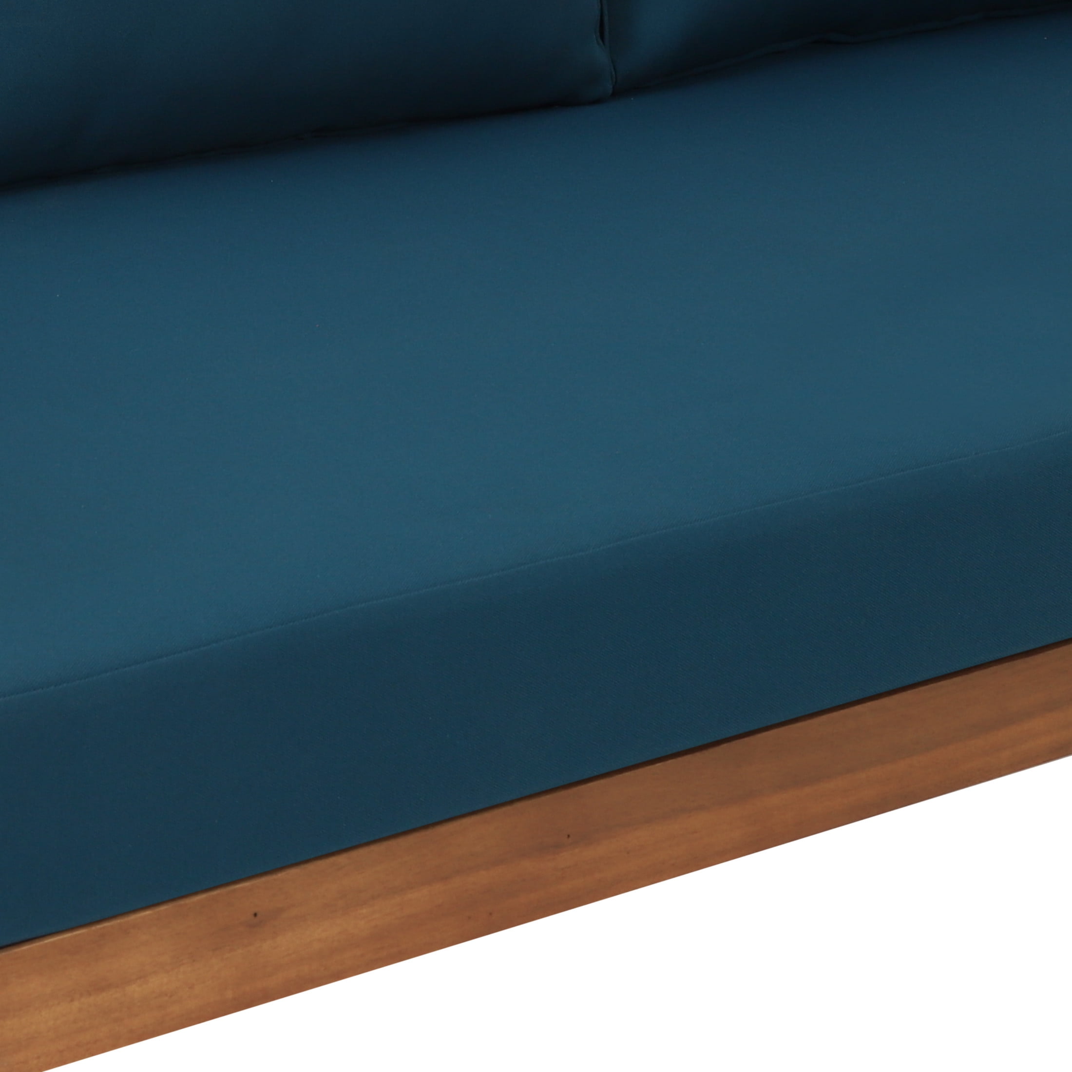 Christopher Knight Home 2 Piece Wood Outdoor Daybed with Cushion and Round Coffee Table, Dark Teal Cushion