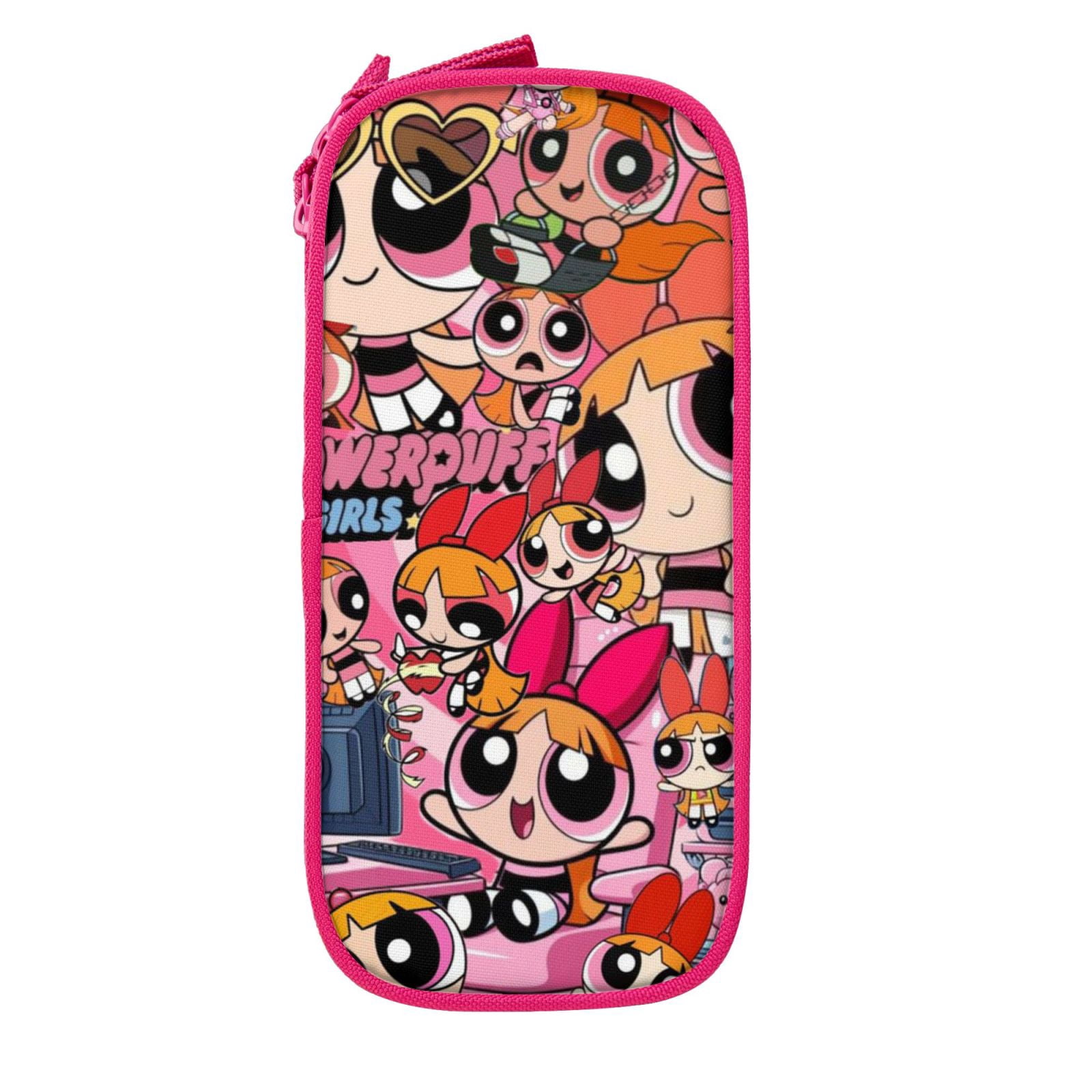 The Powerpuff Gi-rls Pencil Case Large Capacity Pencil Pouch Pen Bag Office Stationery Organizer Travel Makeup Bag Pink