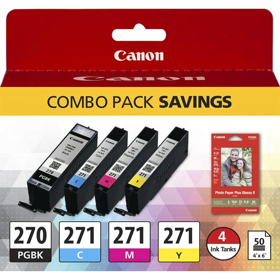 Canon PGI-270, CLI-271 (0373C005) Black,Tri-Color Ink/Paper Combo