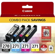 Canon PGI-270/CLI-271 Black/Color Ink Tanks And 50-Sheet Paper Combo Pack (0373C005)