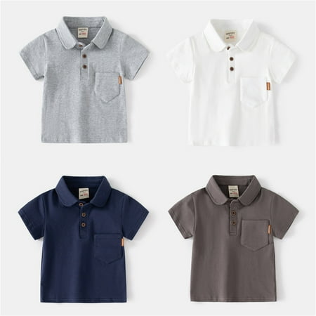 

nsendm Kids Infant Child Toddler Baby Boys Shirt Solid Short Sleeve Pocket T Shirt Blouse Tops Toddler Boys Top Undershirts Shirt White 3-4 Years