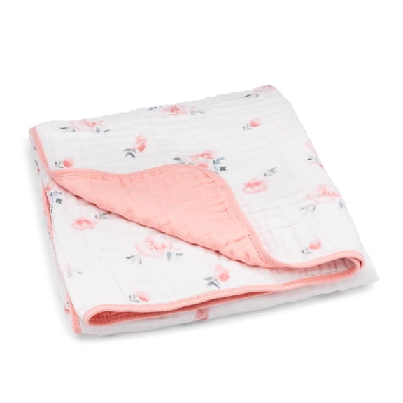 Parker Baby Girls Dreamy Floral Pink 100% Muslin Cotton Baby Blanket