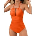 thumbnail image 5 of Gubotare Swimsuits for Curvy Women Tummy Control Swimsuits for Women One Piece Bathing Suit Retro Ruched Push Up Vintage Padded Swimwear (Orange,XXL), 5 of 5