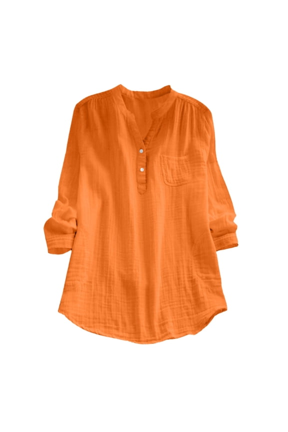 Cotton Summer Casaul Shirt Casual Tops for Women Gauze Tops Cotton Summer Casaul Shirt Linen Tops Gauze Shirts T Shirts for Women Linen Long Sleeve Loose V Neck Tops Button Down Shirts