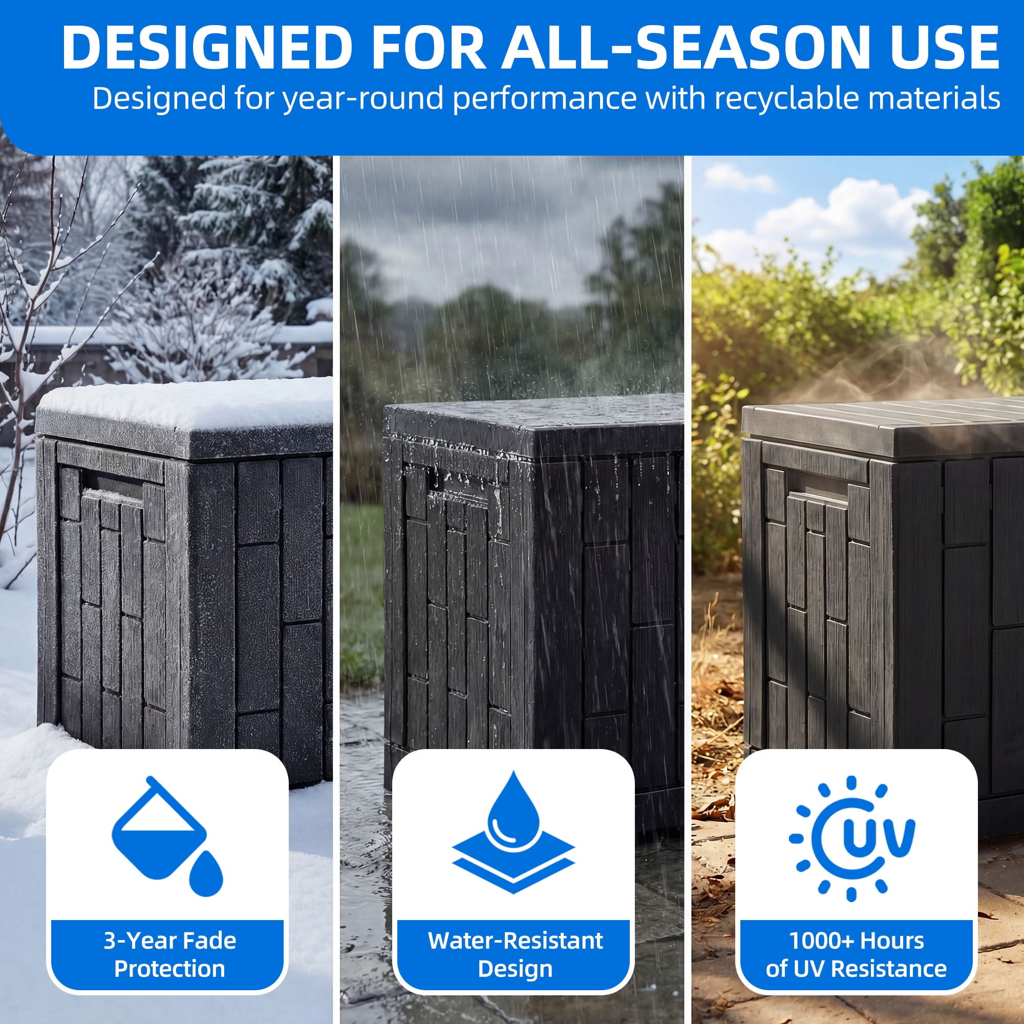 Dextrus 60 Gallon Weatherproof Rattan Deck Box, Heavy-Duty Resin Outdoor Storage Box with Slide-Locking Lid, Lockable Multi-Purpose Organizer for Patio, Garden and Home Essentials, Black
