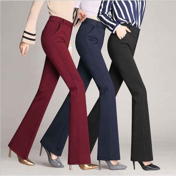 Pantalones acampanados micro Pantalones acampanados de talla grande Pantalones Pantalones Pantalones de mujer Pantalones de trabajo rectos de cintura alta Pantalones de mujer