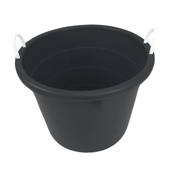 Homz Plastic Utility Tub With Rope Handles 18 Gallon Black Set Of 2 Walmart Com Walmart Com