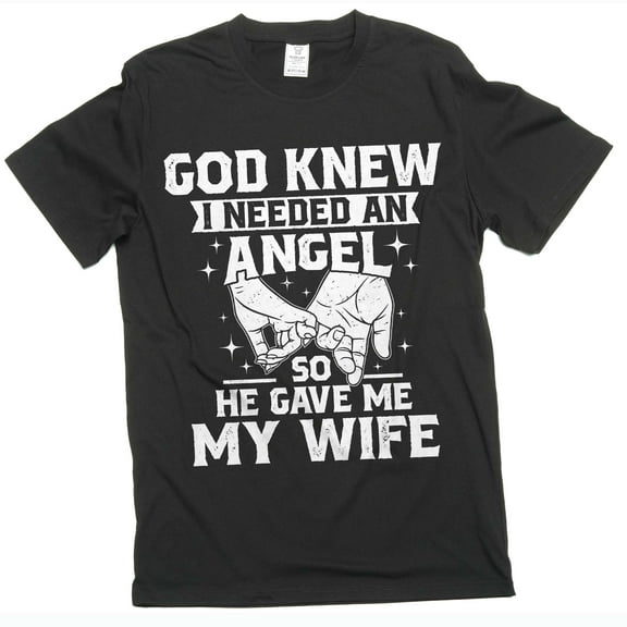 Men's Husband T-shirt Angel Wife Tee Husband Wife Shirts Family Cute Anniversary Marriage Tees